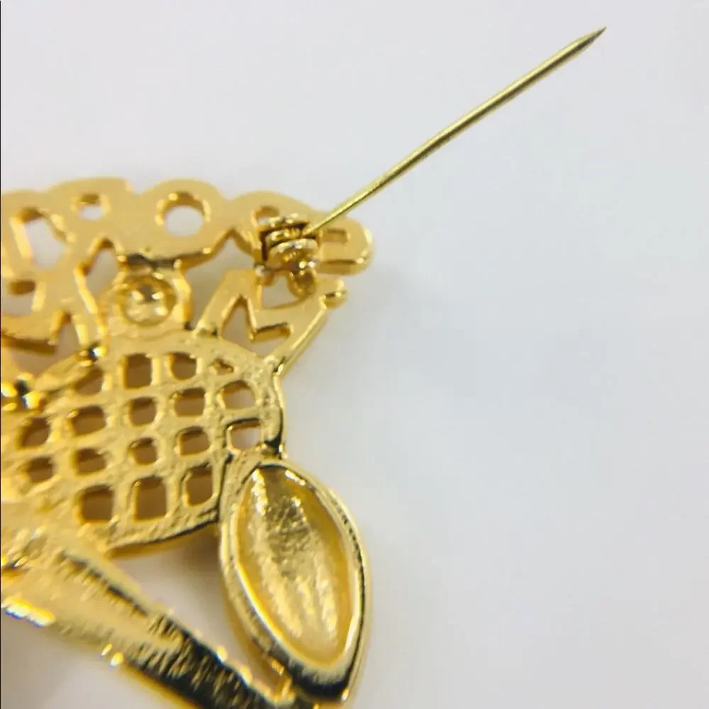 Vintage Ren Sports Mom Brooch Gold Tone Tennis Baseball Football Pin